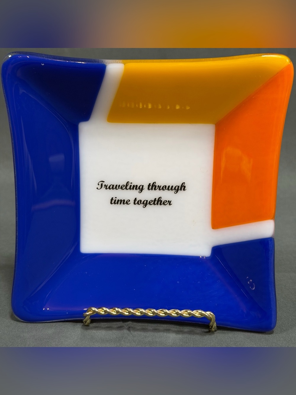 Southwest Airlines Employee Gift Trinket Dish Fused Glass Traveling Through Time